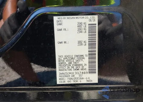 2018 Nissan Leaf Sl z USA, uszkodzony, nr VIN 1N4AZ1CP4JC317469